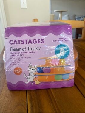 Tower of Tracks Interactive Cat Toy - Purple & Orange